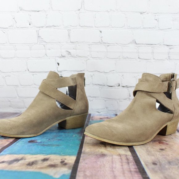 Sole Society Brigitte Brown Suede Back Zip Stacked Heel Ankle Boots US 10 - Picture 2 of 10